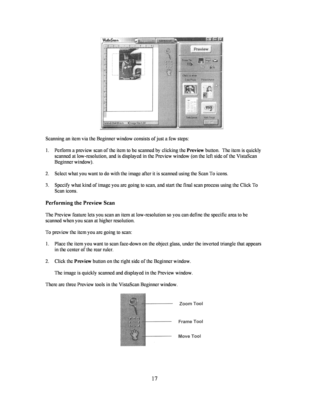 UMAX Technologies 3450, Astra 3400 owner manual Performing the Preview Scan 