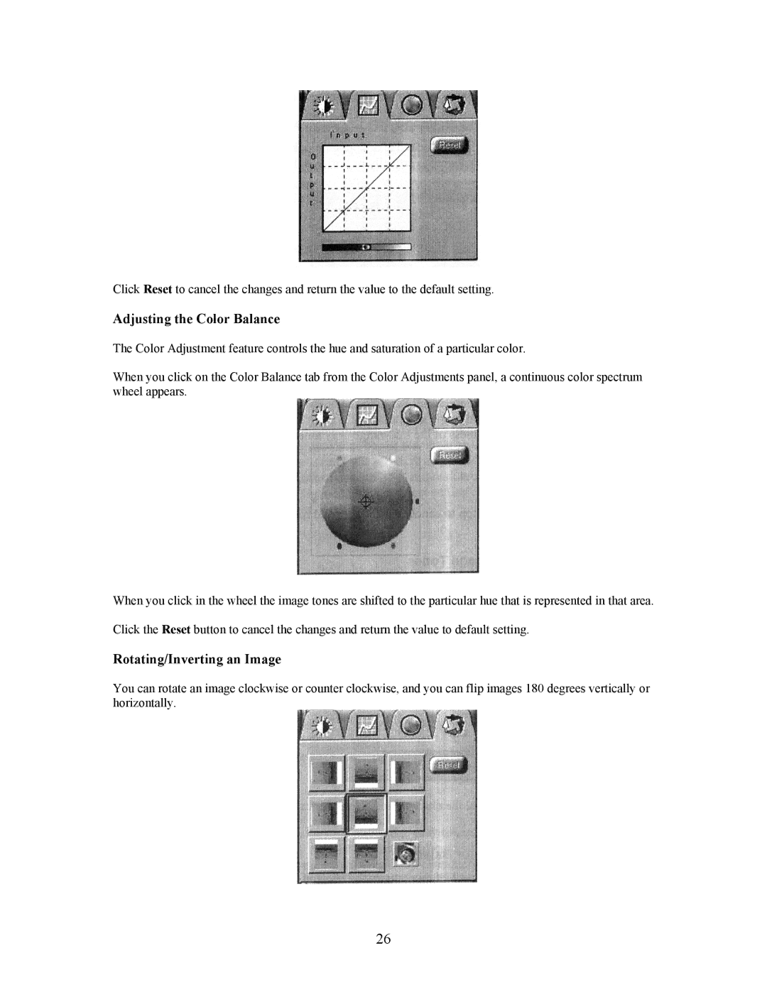 UMAX Technologies Astra 4000 manual Adjusting the Color Balance, Rotating/Inverting an Image 