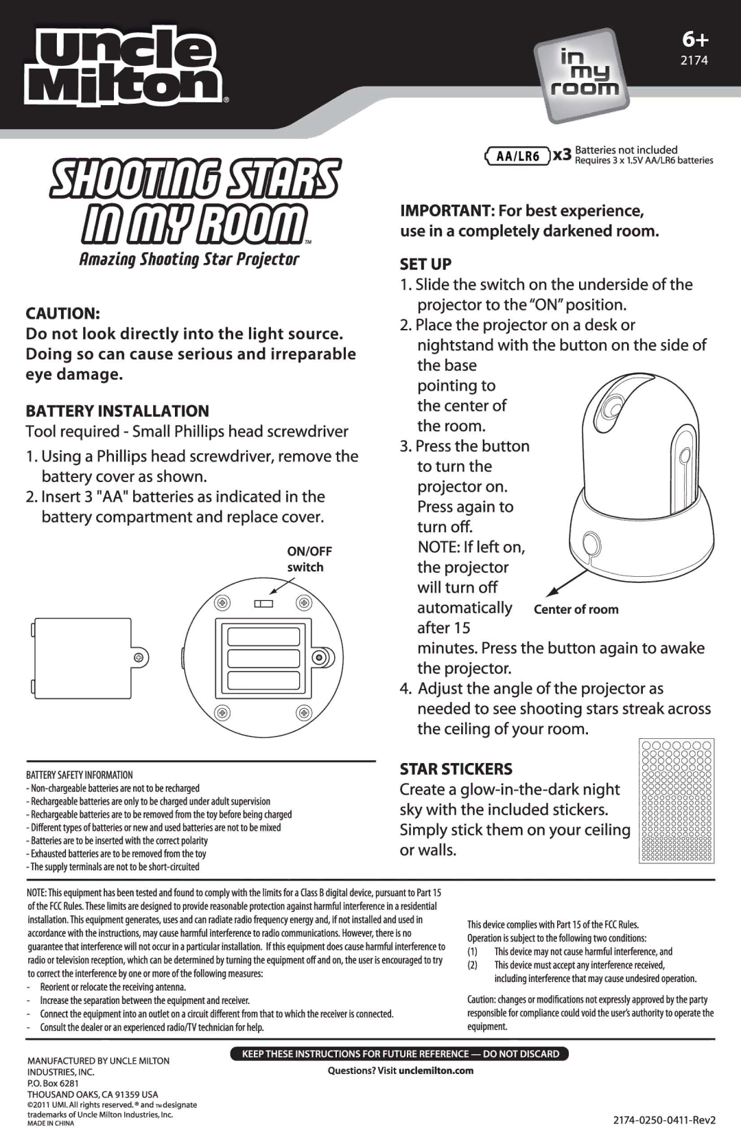 Uncle Milton Industries 2174-0050-0011 manual 