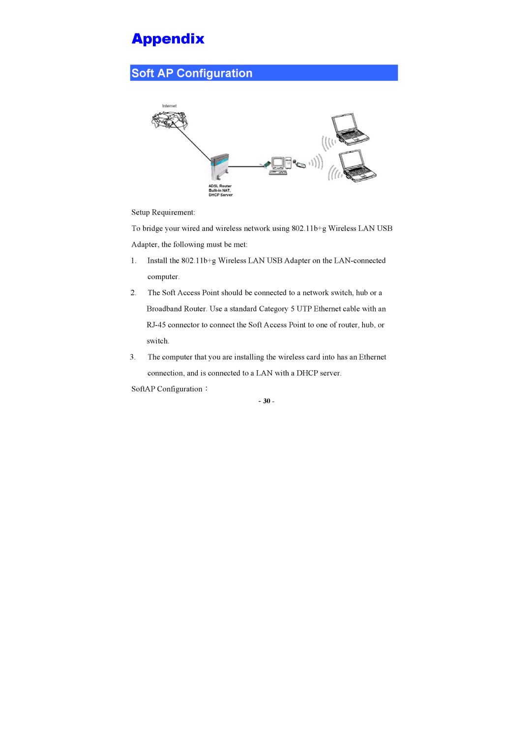 UNICOM Electric 802.11b+g user manual Appendix, Soft AP Configuration 