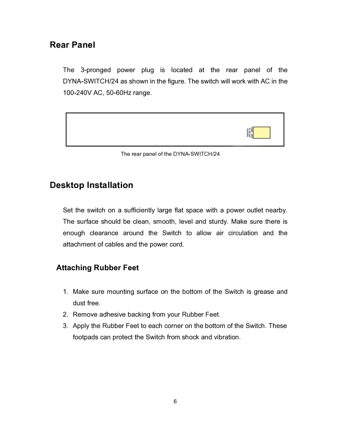 UNICOM Electric fep-31024t-2 specifications Rear Panel, Desktop Installation 