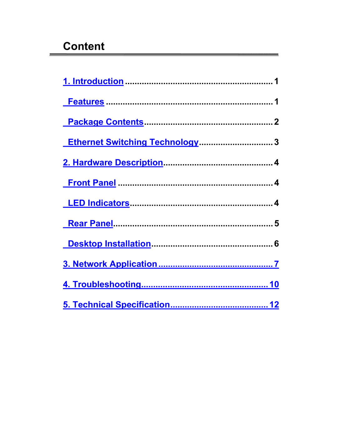 UNICOM Electric FEP-32024T specifications Content 