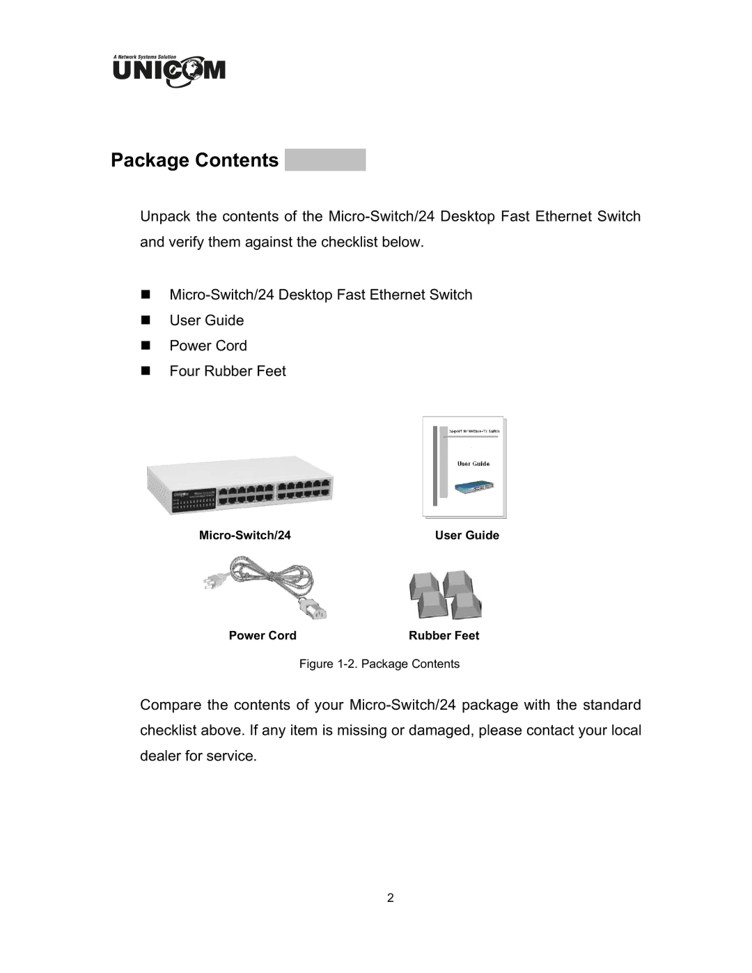 UNICOM Electric FEP-32024T specifications Package Contents 