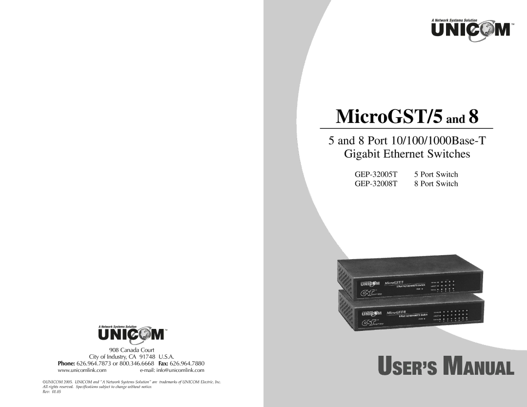 UNICOM Electric GEP-32008T, GEP-32005T specifications MicroGST/5 