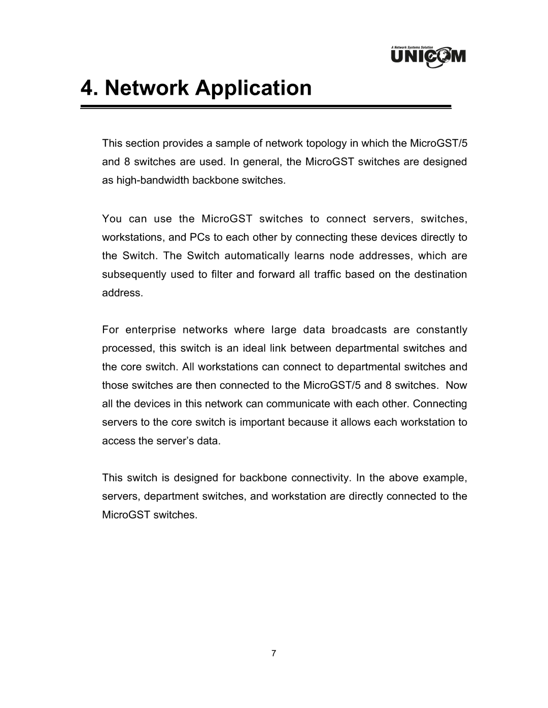 UNICOM Electric GEP-32005T, GEP-32008T specifications Network Application 