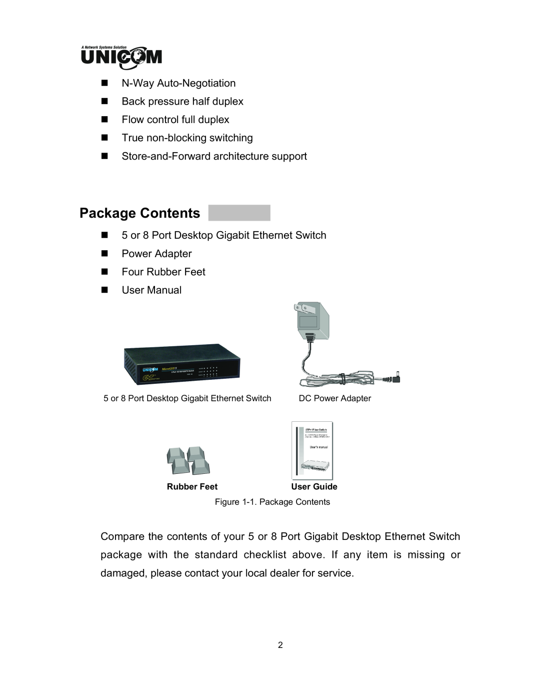 UNICOM Electric GEP-32008T, GEP-32005T specifications Package Contents 