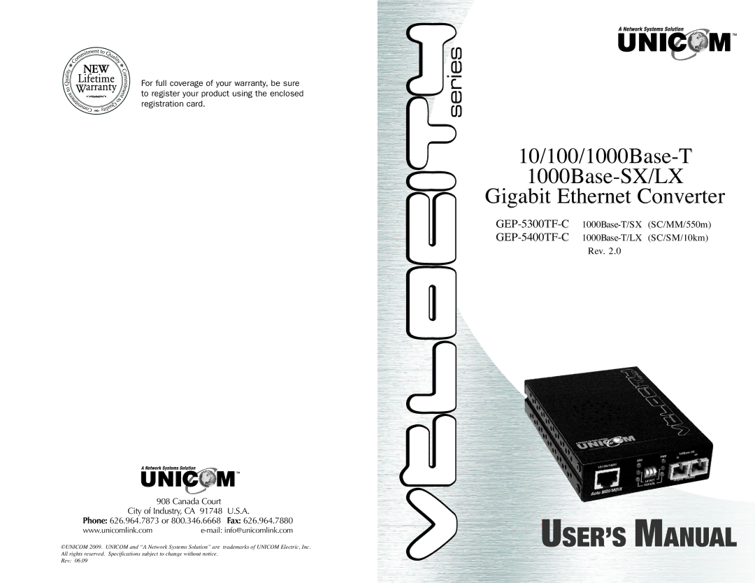 UNICOM Electric GEP-5300TF-C, GEP-5400TF-C specifications USER’S Manual 