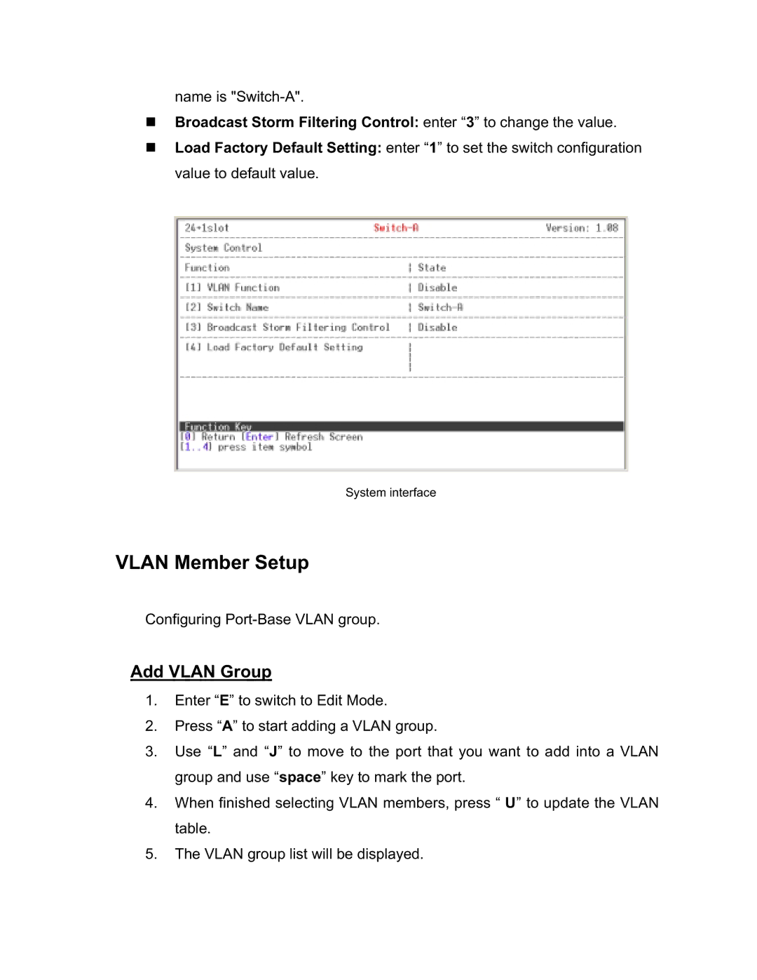 UNICOM Electric GST-2402 specifications Vlan Member Setup, Add Vlan Group 