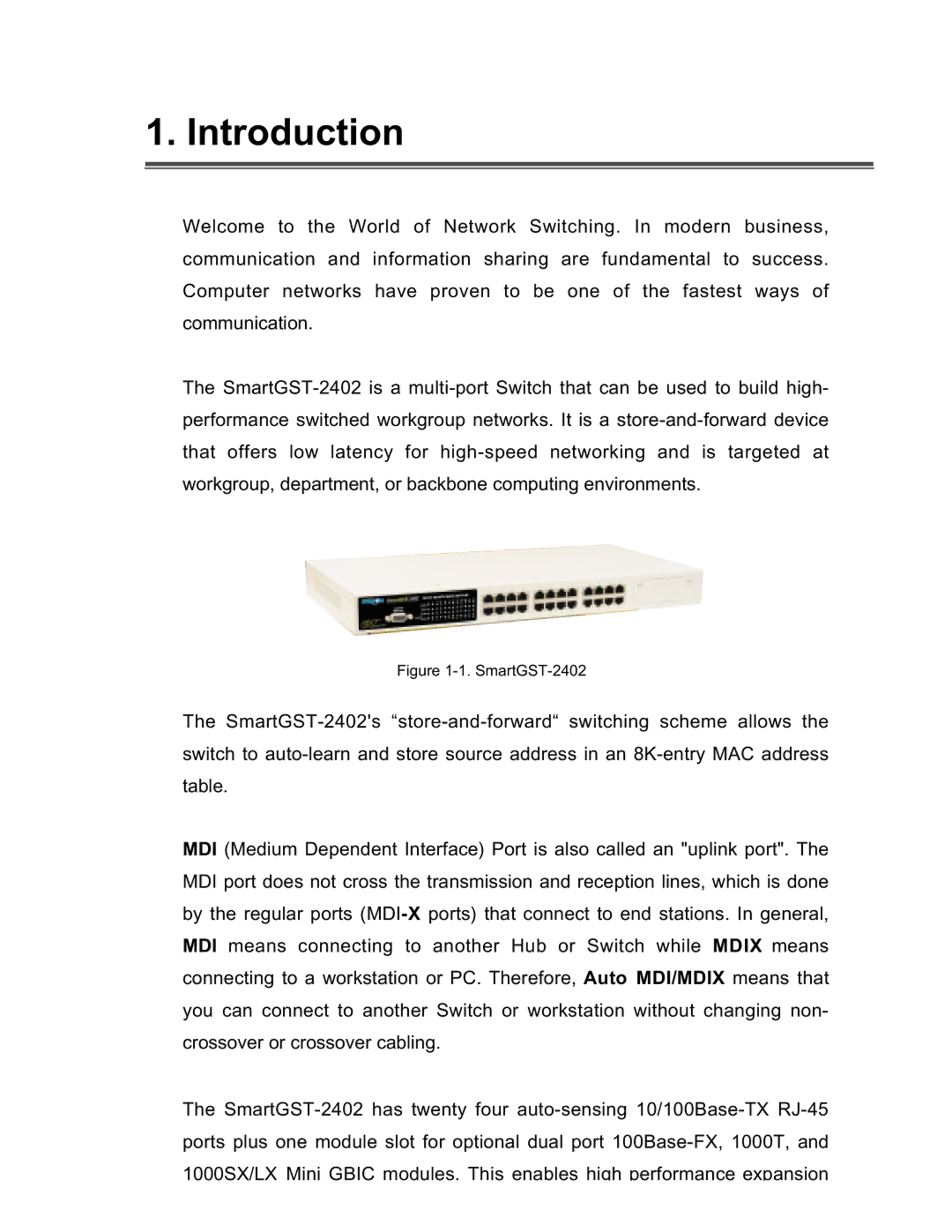 UNICOM Electric specifications Introduction, SmartGST-2402 