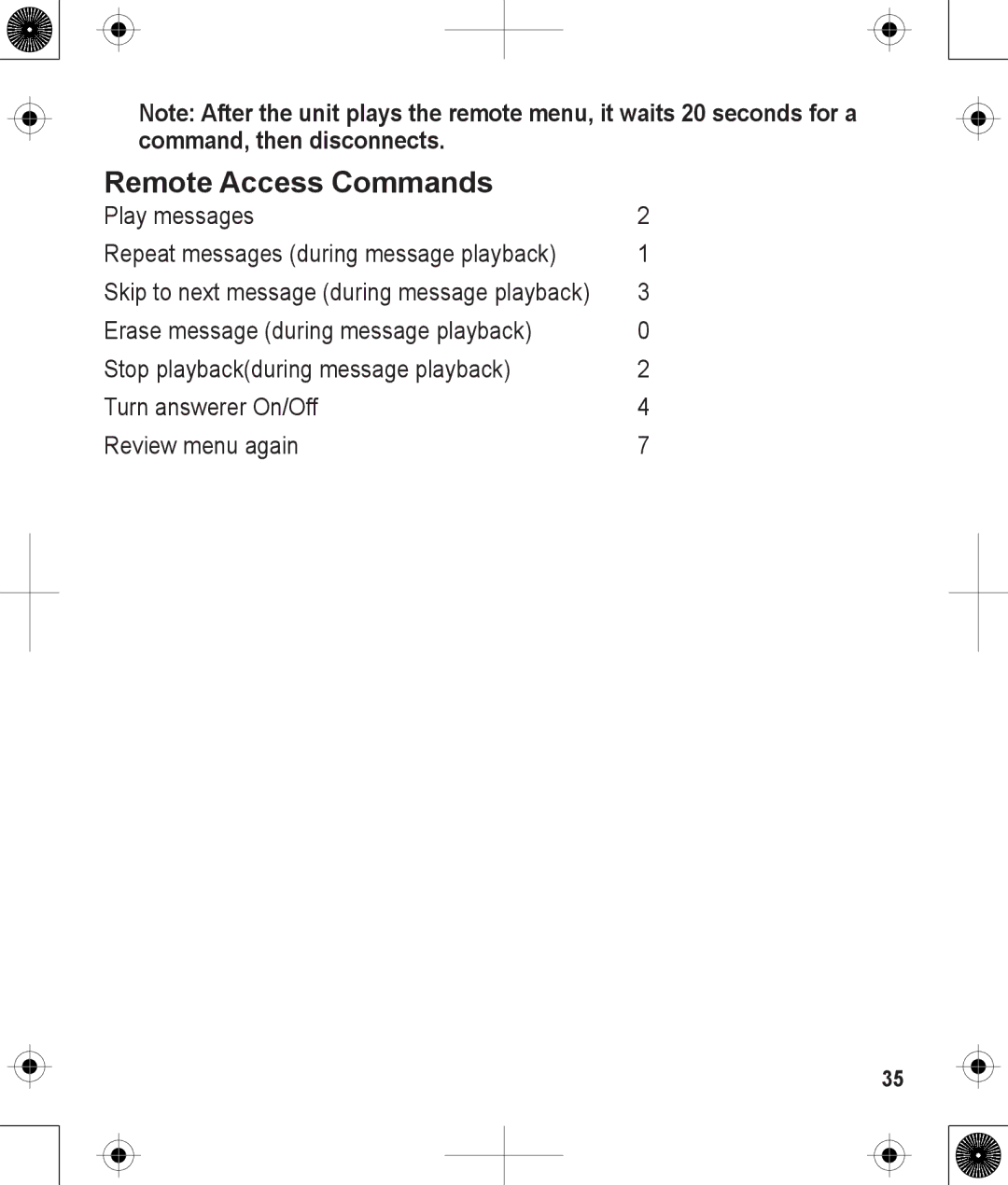 Uniden 1380BK manual Remote Access Commands 