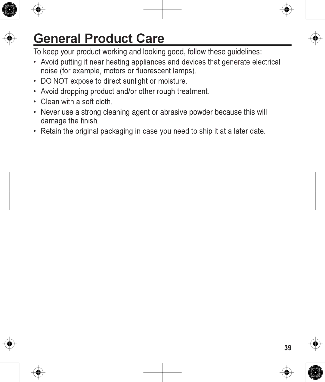 Uniden 1380BK manual General Product Care 