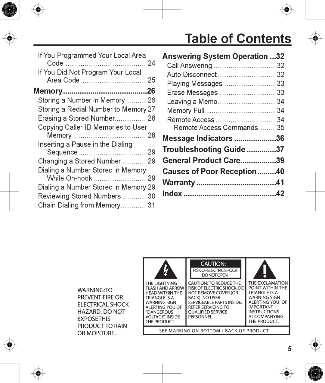 Uniden 1380BK manual Message Indicators 