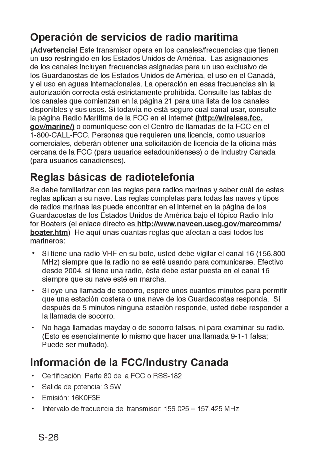 Uniden 200 owner manual Operación de servicios de radio marítima, Reglas básicas de radiotelefonía 