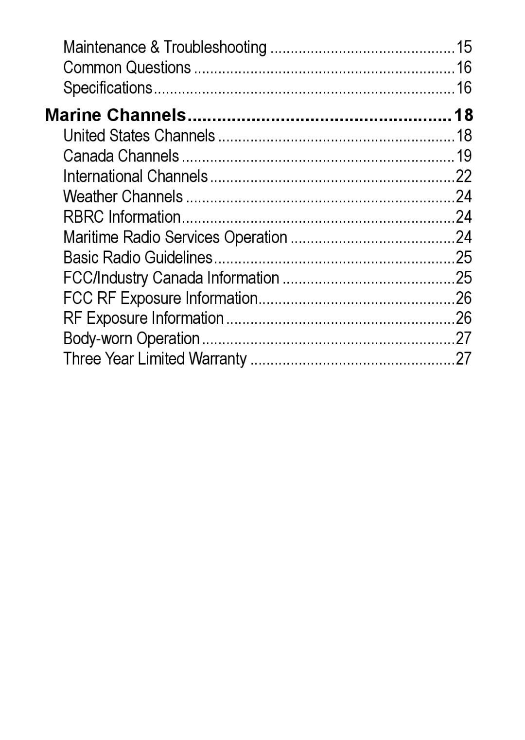 Uniden 200 owner manual Marine Channels 