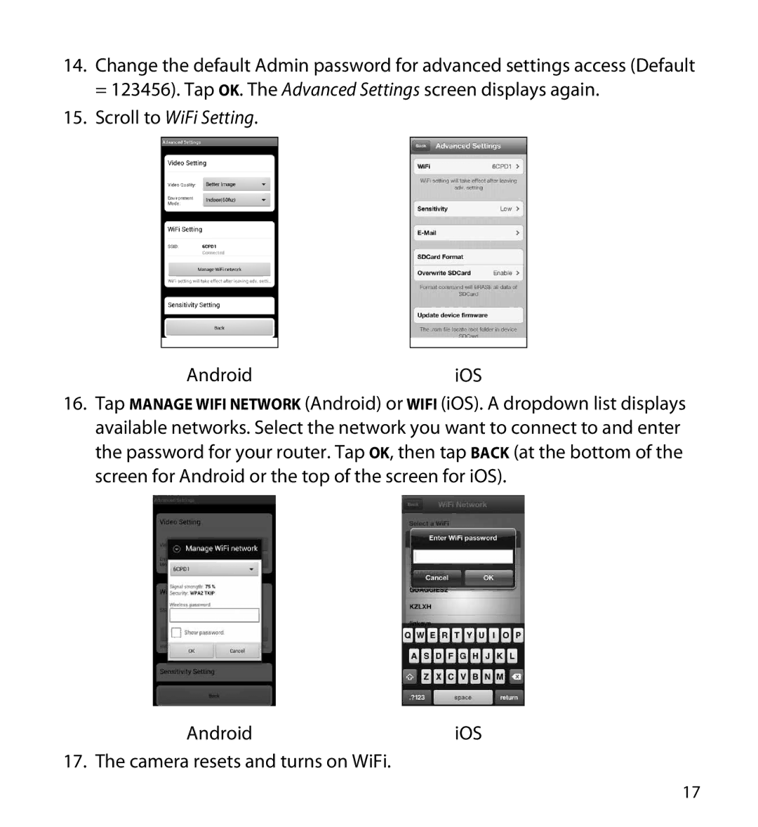 Uniden 23 user manual Scroll to WiFi Setting 