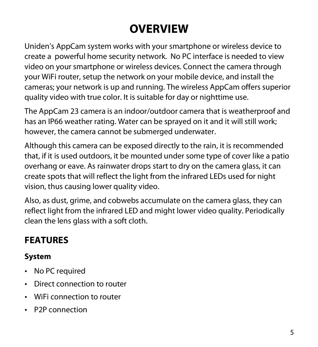 Uniden 23 user manual Overview, Features, System 