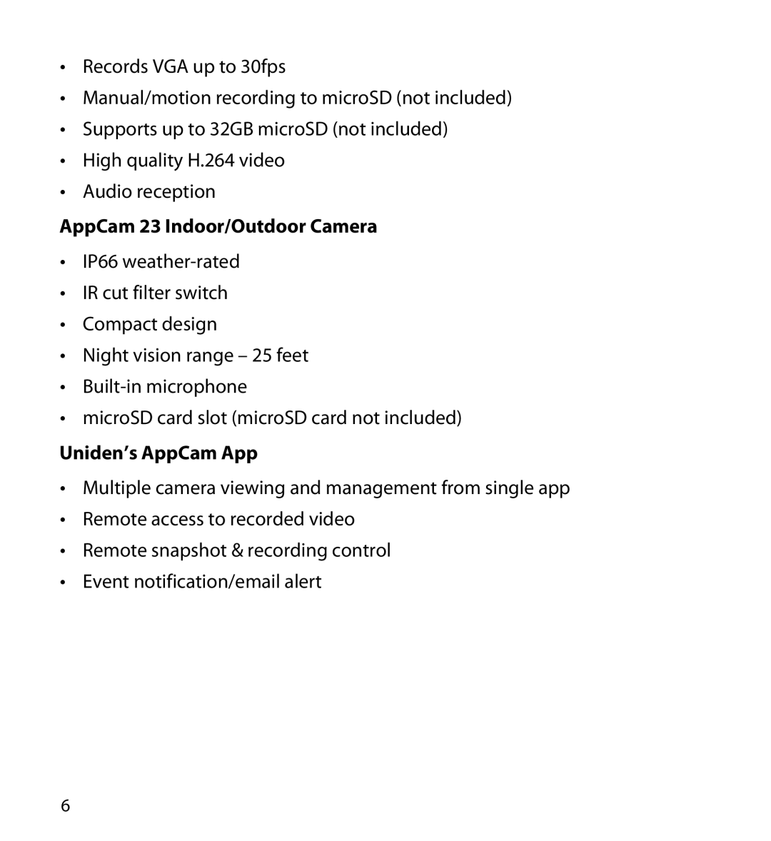 Uniden user manual AppCam 23 Indoor/Outdoor Camera, Uniden’s AppCam App 