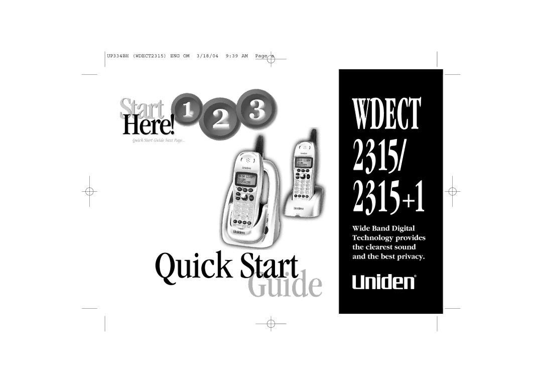 Uniden 2315+1 quick start Guide 