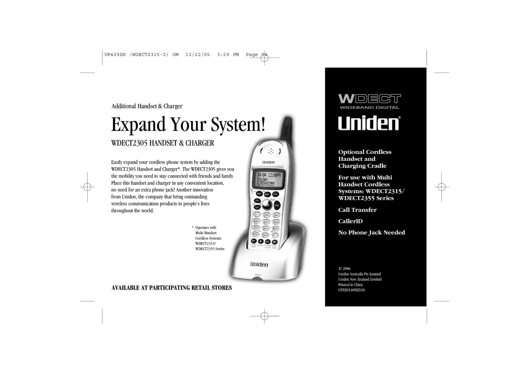 Uniden 2315+2 quick start Expand Your System 