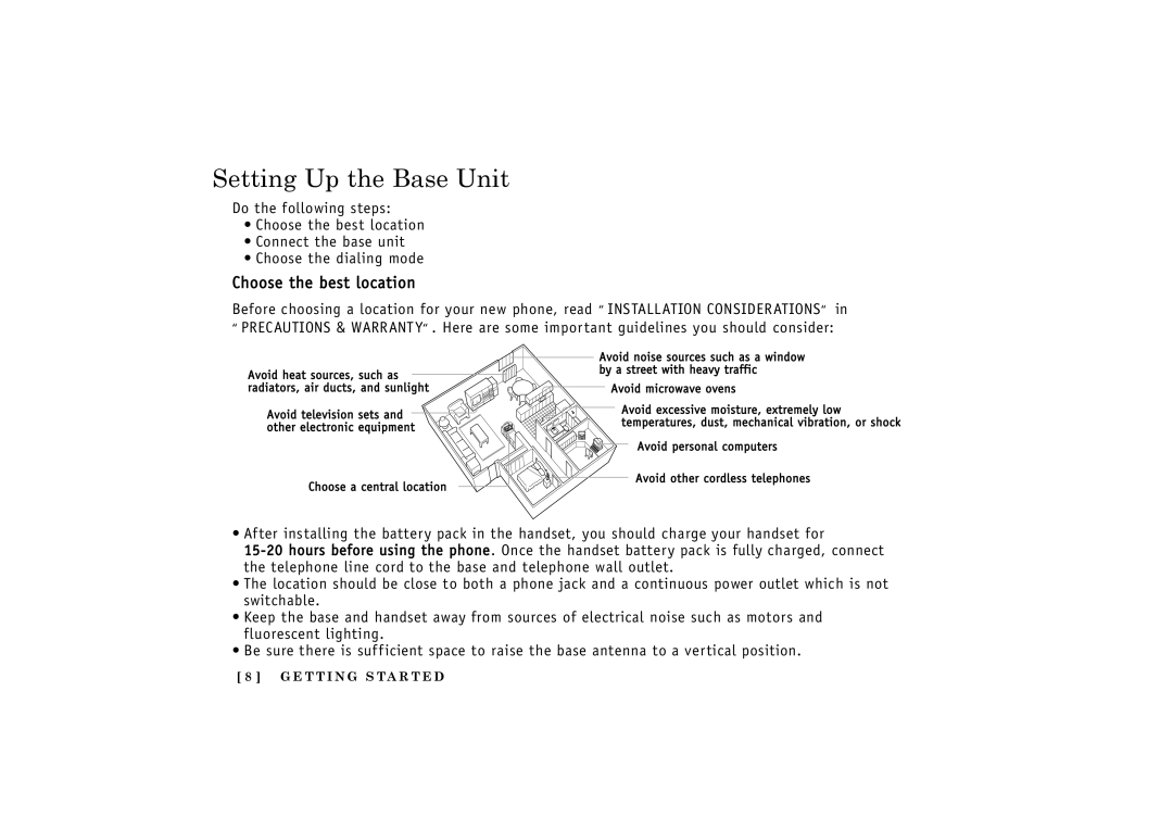 Uniden 24-148 manual Setting Up the Base Unit, Choose the best location 