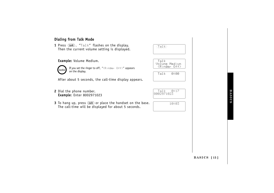 Uniden 24-148 manual Dialing from Talk Mode 