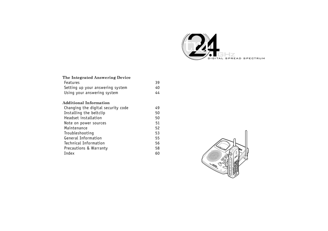 Uniden 24-148 manual Integrated Answering Device 