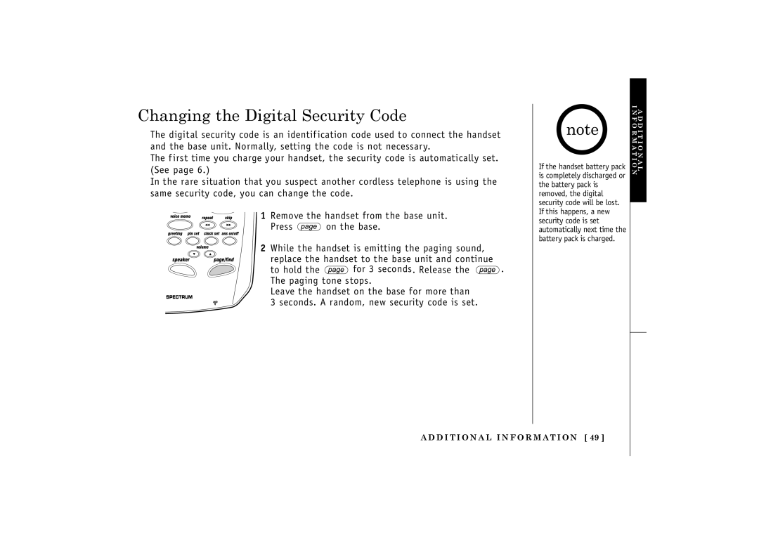 Uniden 24-148 manual Changing the Digital Security Code 