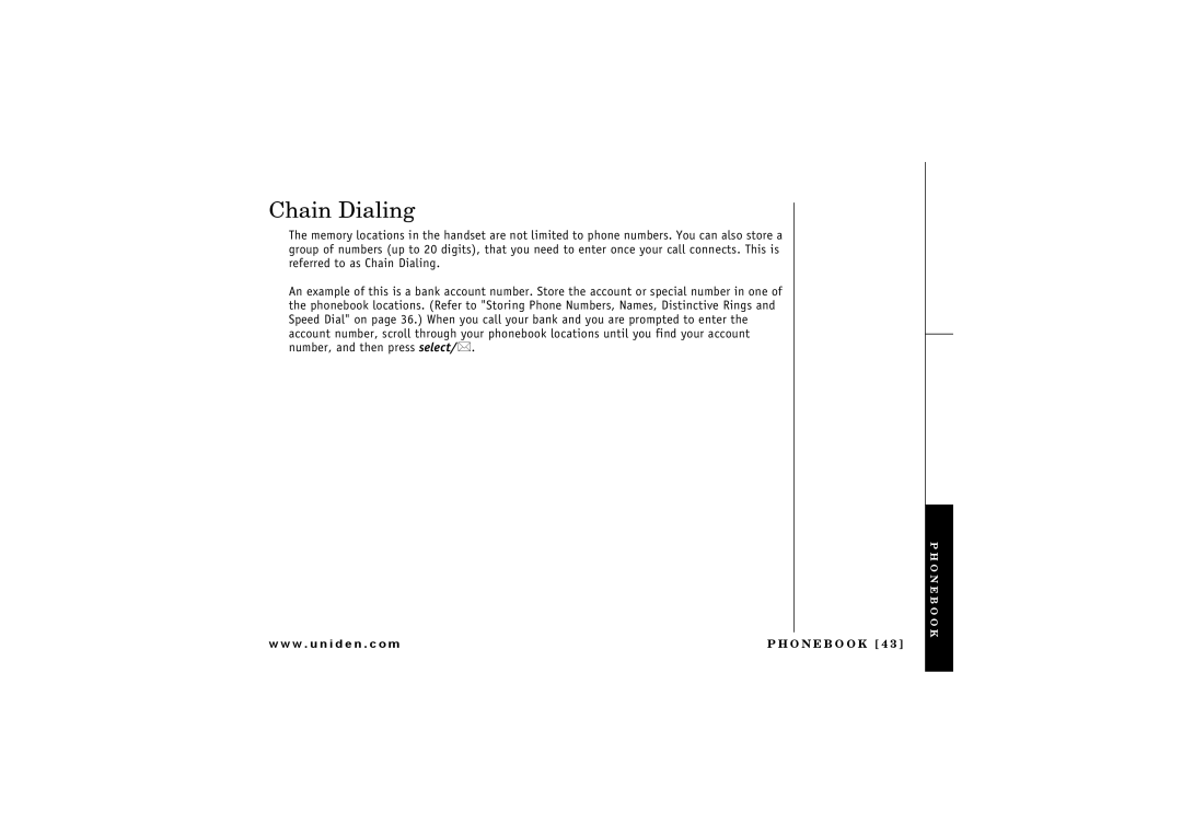 Uniden 2.4 manual Chain Dialing 