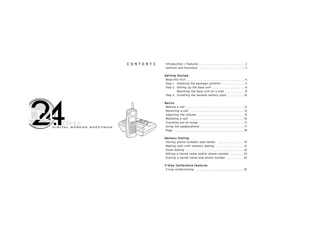 Uniden 248 owner manual Getting Started, Basics, Memory Dialing, Way Conference Features Way conferencing 