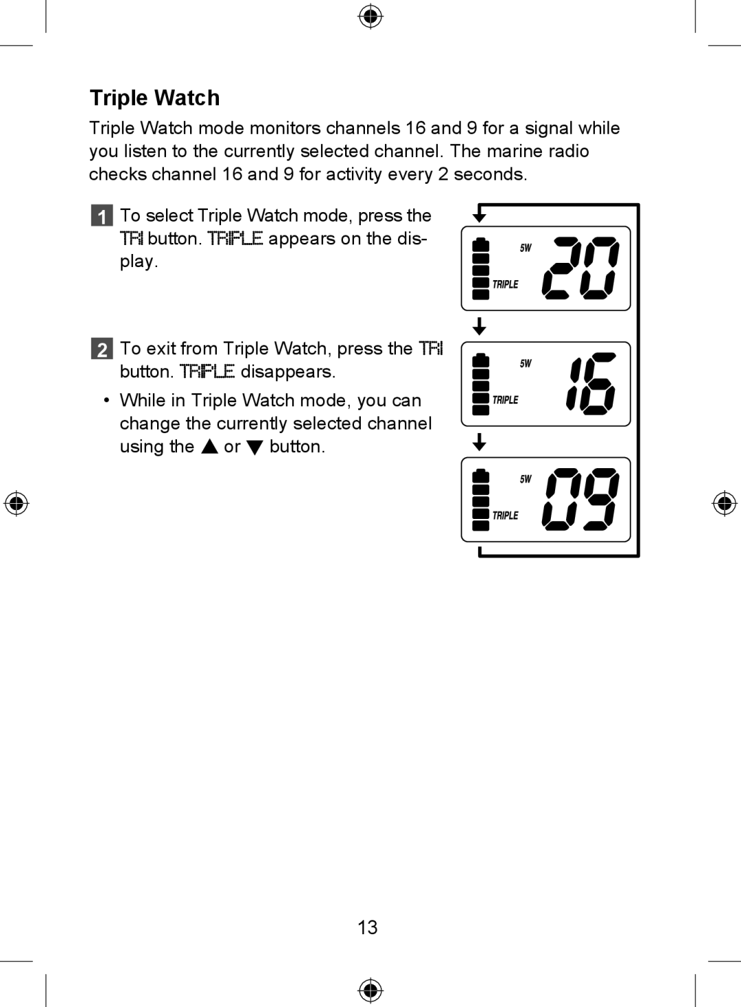 Uniden 250 owner manual Triple Watch 