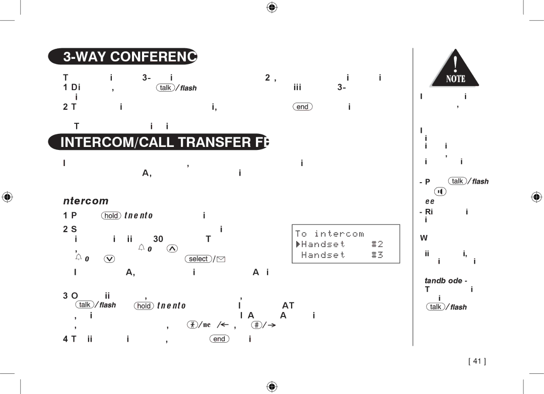 Uniden 3315+1 owner manual Way Conferencing, Intercom/Call Transfer Feature, To intercom Handset 