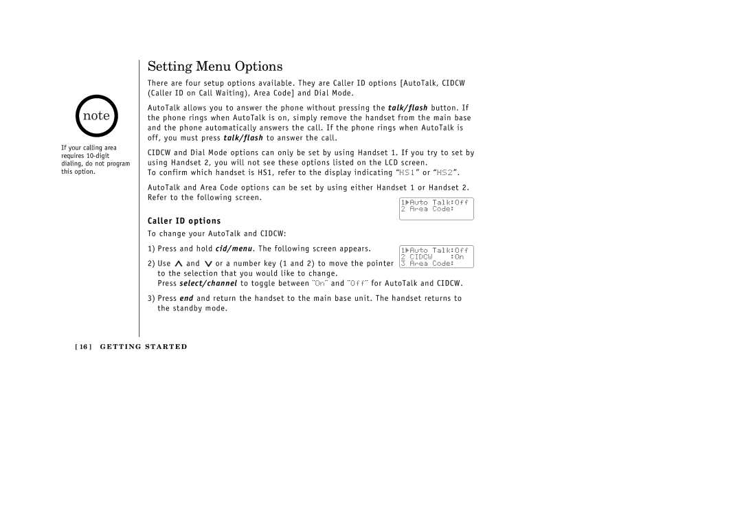 Uniden 388-2 manual Setting Menu Options, Caller ID options 