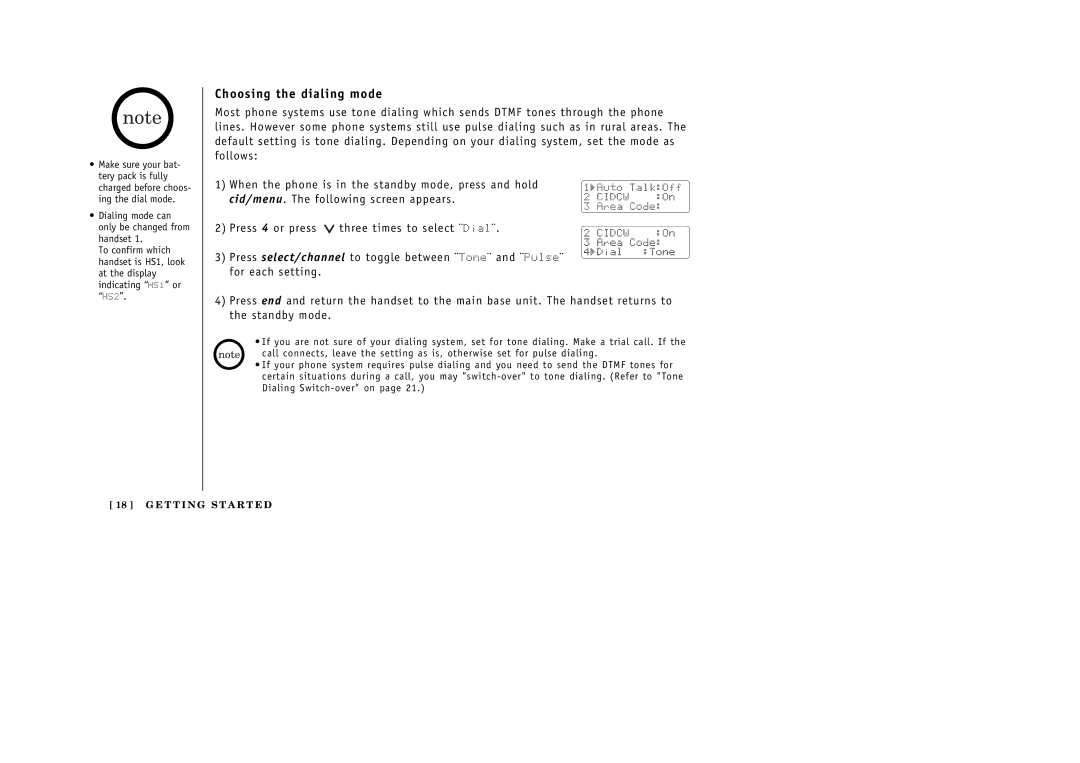 Uniden 388-2 manual Choosing the dialing mode 