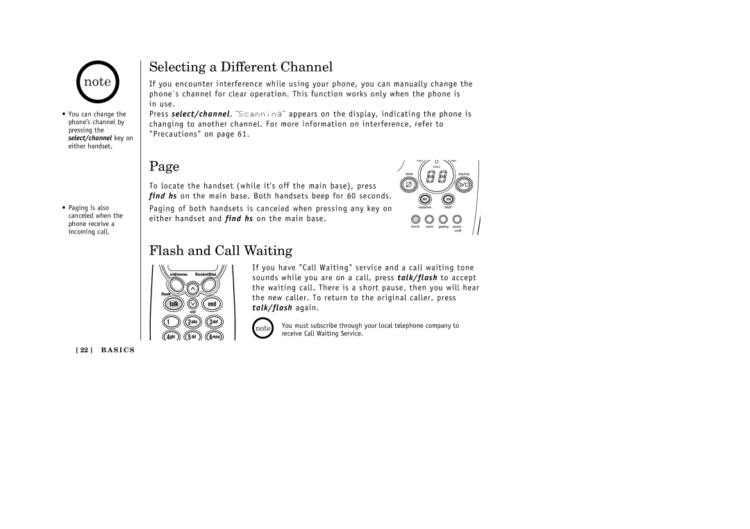 Uniden 388-2 manual Selecting a Different Channel, Flash and Call Waiting 