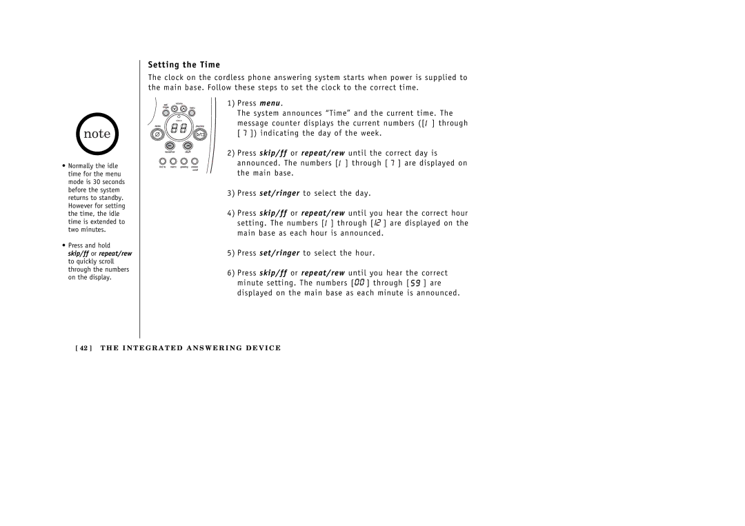 Uniden 388-2 manual Setting the Time 