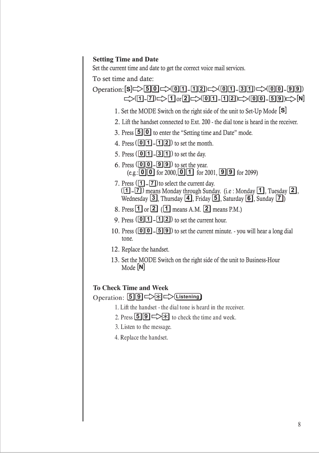 Uniden 416 manual To Check Time and Week 