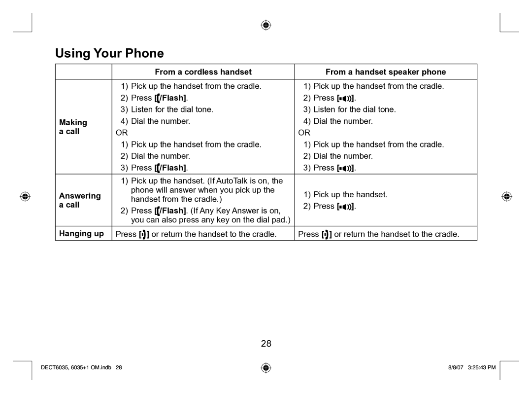 Uniden 6035 + 1 manual Using Your Phone 