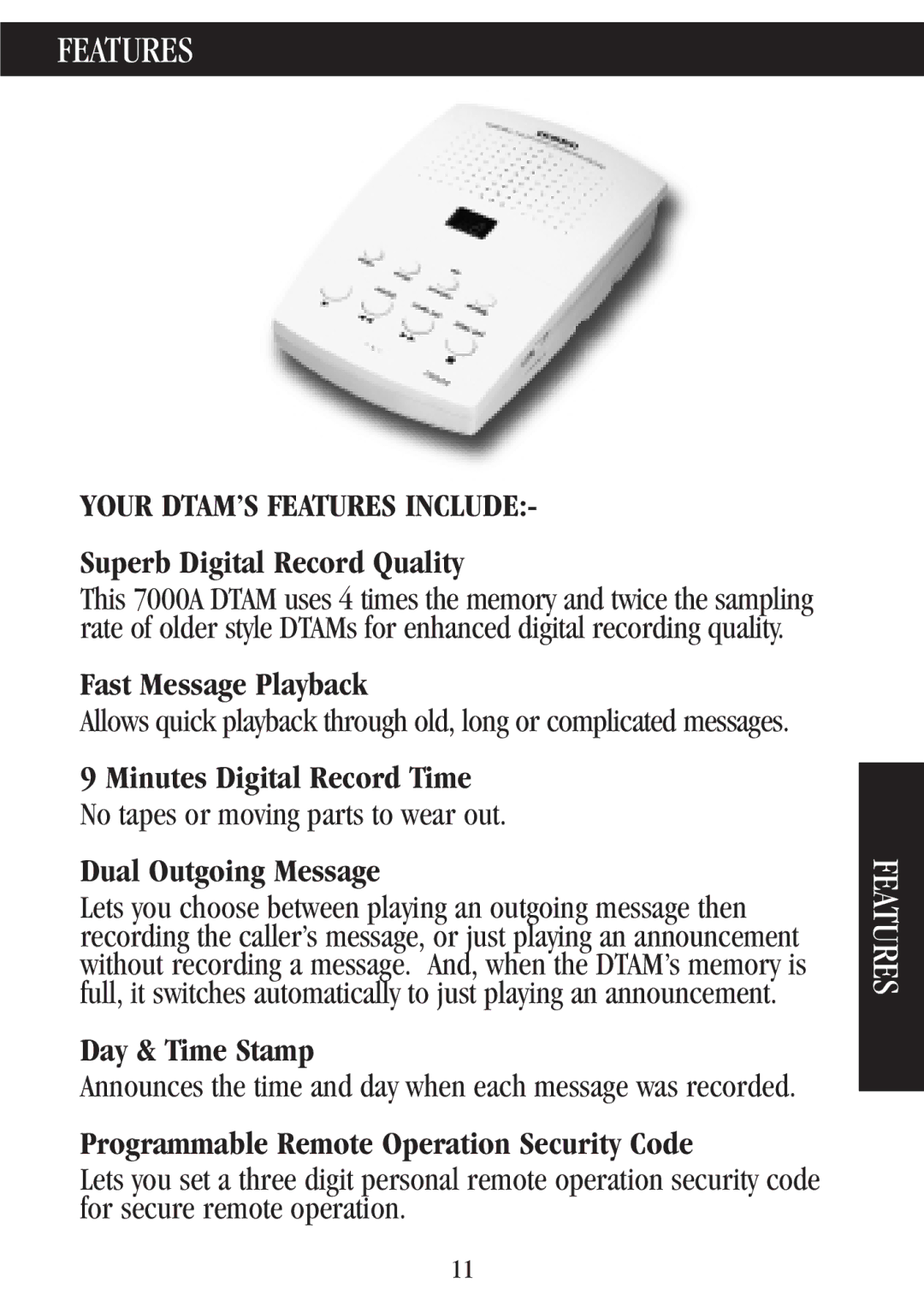 Uniden 7000A manual Your DTAM’S Features Include 