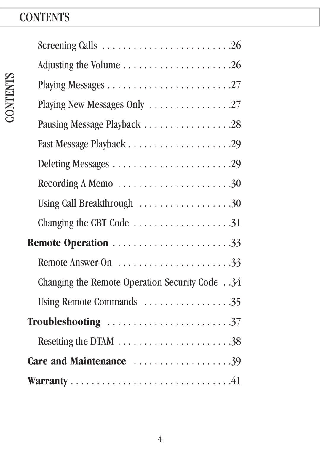 Uniden 7000A manual Contents 