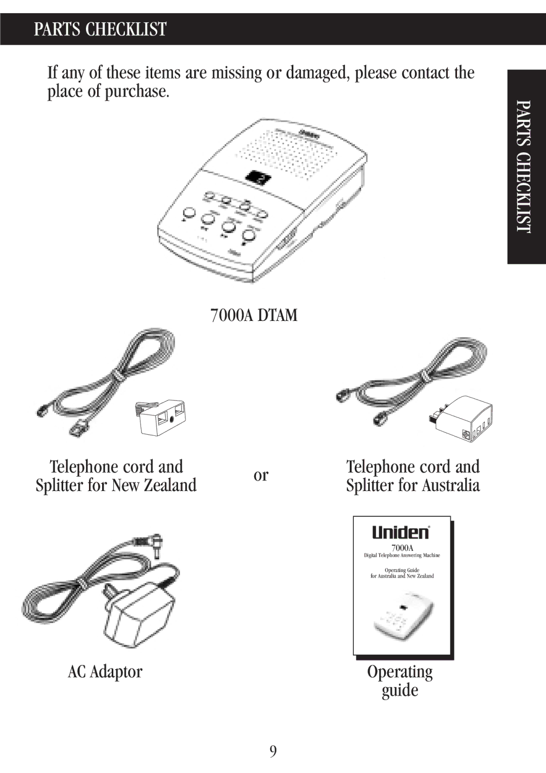 Uniden manual 7000A Dtam, AC Adaptor 