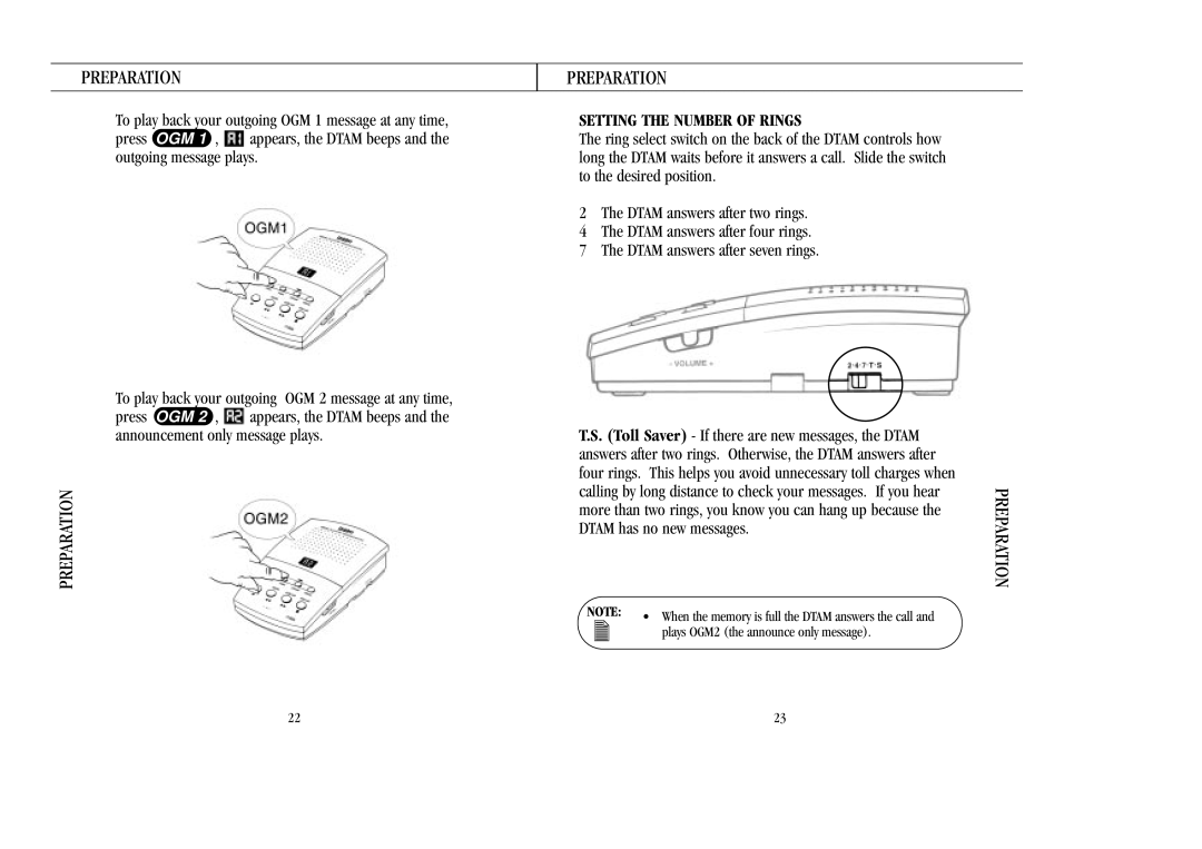 Uniden 7100A manual Warranty Preparation, Setting the Number of Rings 