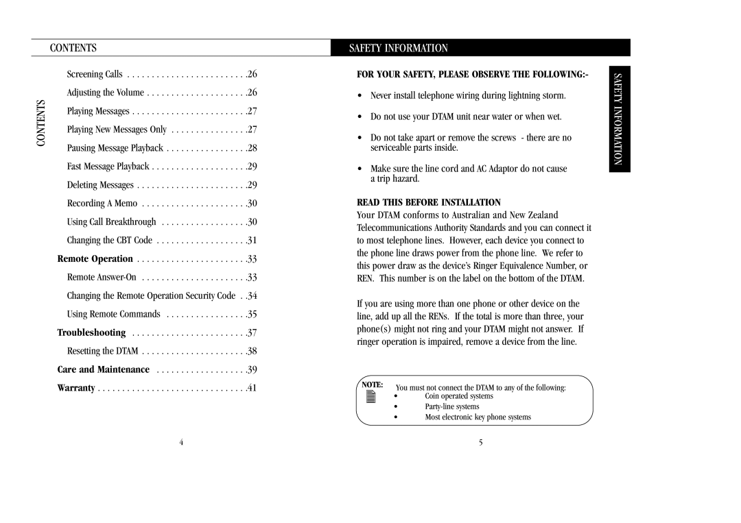 Uniden 7100A manual Safety Information, Screening Calls, Read this Before Installation 