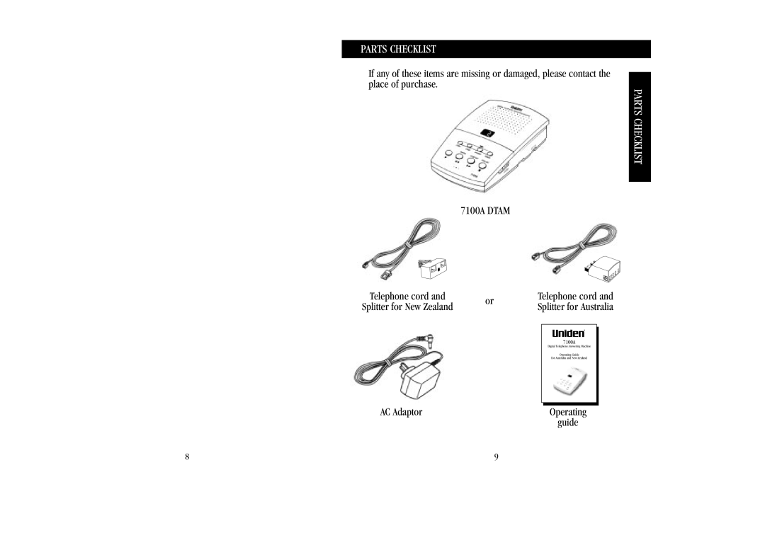 Uniden manual 7100A Dtam, AC Adaptor 