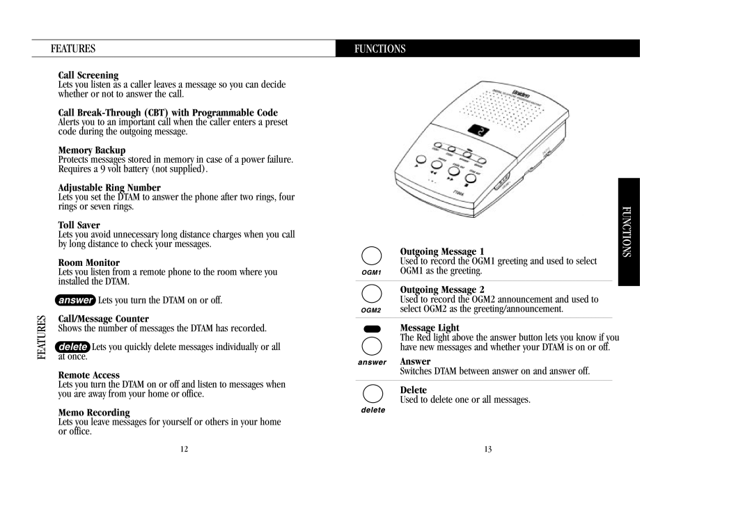 Uniden 7100A manual Features, Functions 