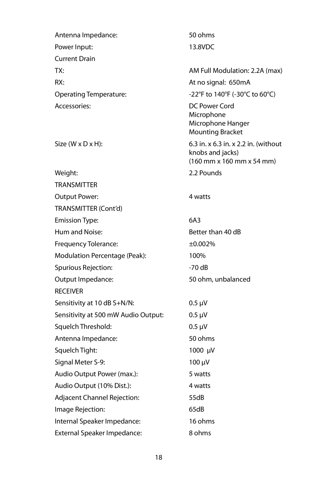 Uniden 880 owner manual Transmitter 