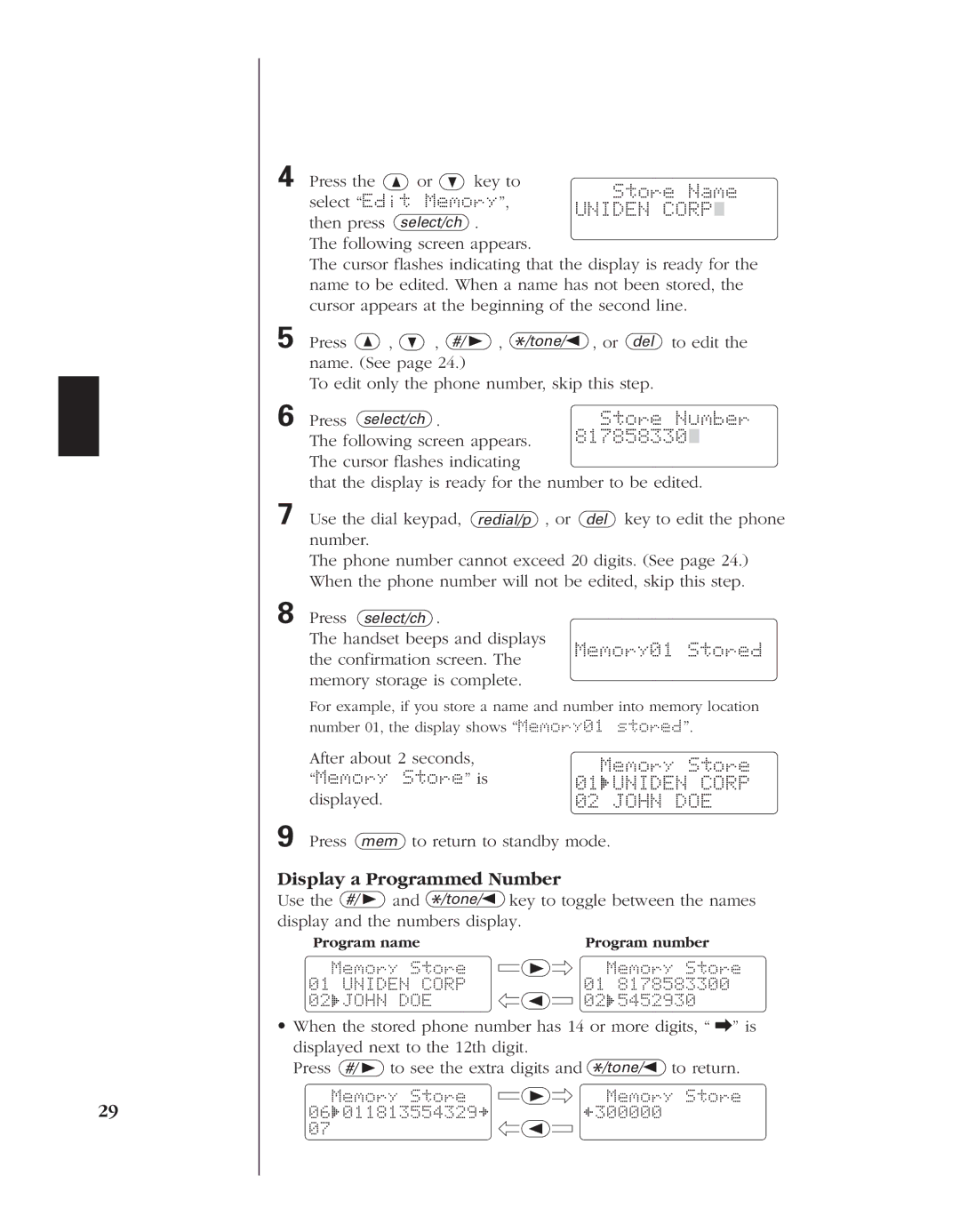 Uniden 8985 manual Store Name, Select Edit Memory, 817858330, Memory01 Stored, Memory Store is 