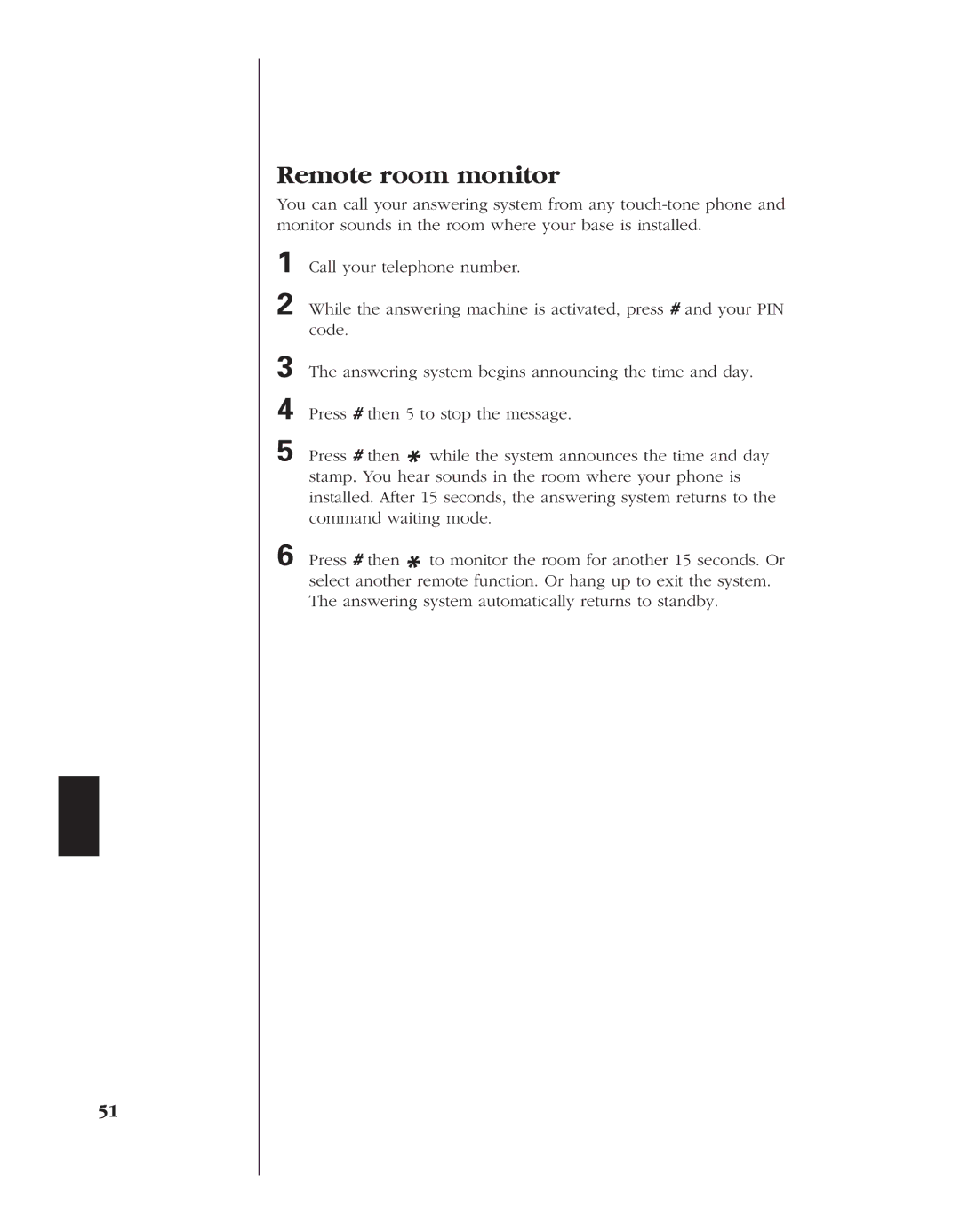 Uniden 8985 manual Remote room monitor 