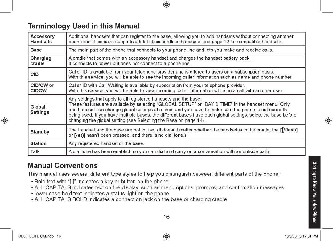 Uniden 9035+1, DECT Elite 9035, 9035+2 manual Terminology Used in this Manual, Manual Conventions 