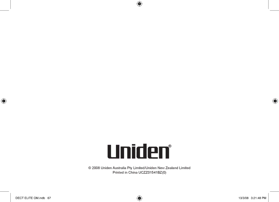 Uniden 9035+1, DECT Elite 9035, 9035+2 manual Uniden Australia Pty Limited/Uniden New Zealand Limited 