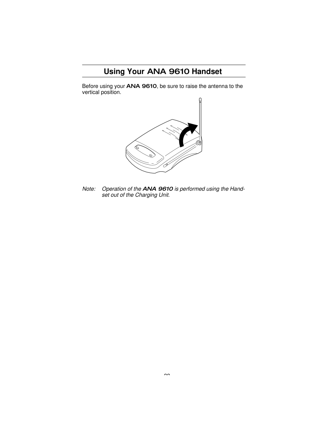 Uniden manual Using Your ANA 9610 Handset 